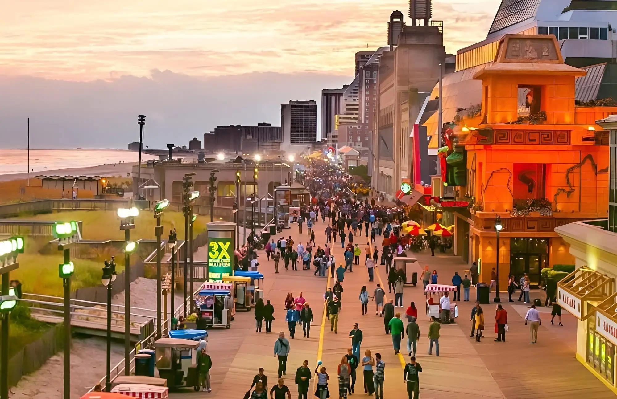 Atlantic City boardwalk y Philadelphia